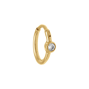 Piercing oreille en acier doré anneau avec boule avec oxyde blanc Hélix, Tragus, Daith, Rook - Vue 1