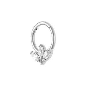 Piercing oreille en acier Hélix, Tragus, Daith anneau avec oxydes blancs - Vue 1
