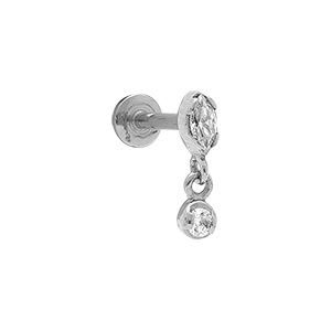 Piercing oreille en acier helix, tragus oxyde blanc pendant - Vue 1