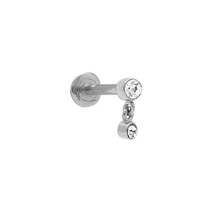 Piercing oreille en acier helix, tragus oxydes blancs sertis clos - Vue 1