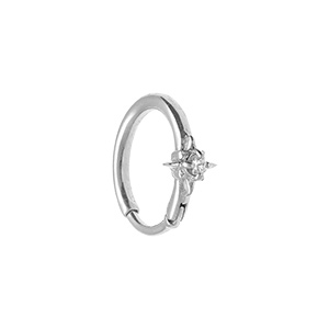 Piercing oreille en acier Hélix, Tragus, Rook anneau avec oxyde blanc central - Vue 1