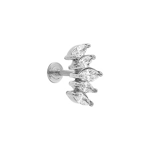 Piercing oreille en acier oreille helix, tragus 5 oxydes blancs - Vue 1