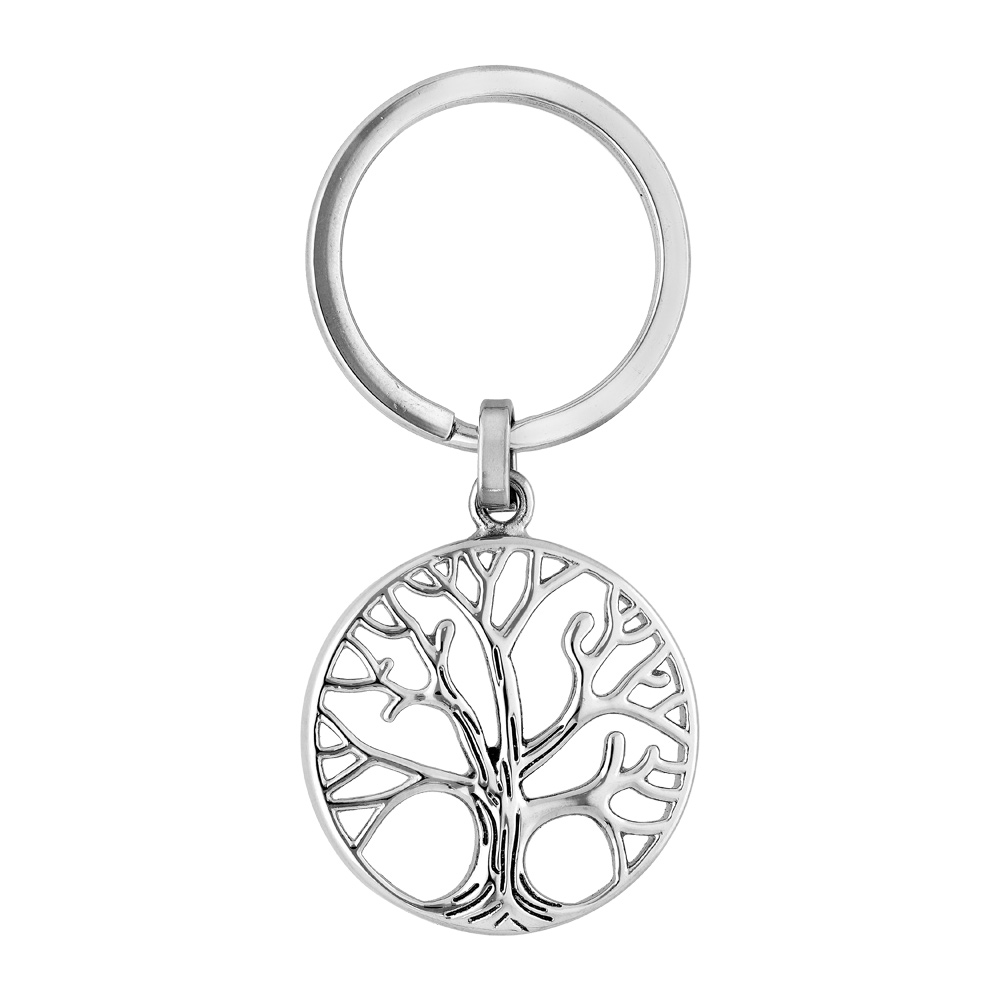 Porte clef en acier arbre de vie - Vue 1
