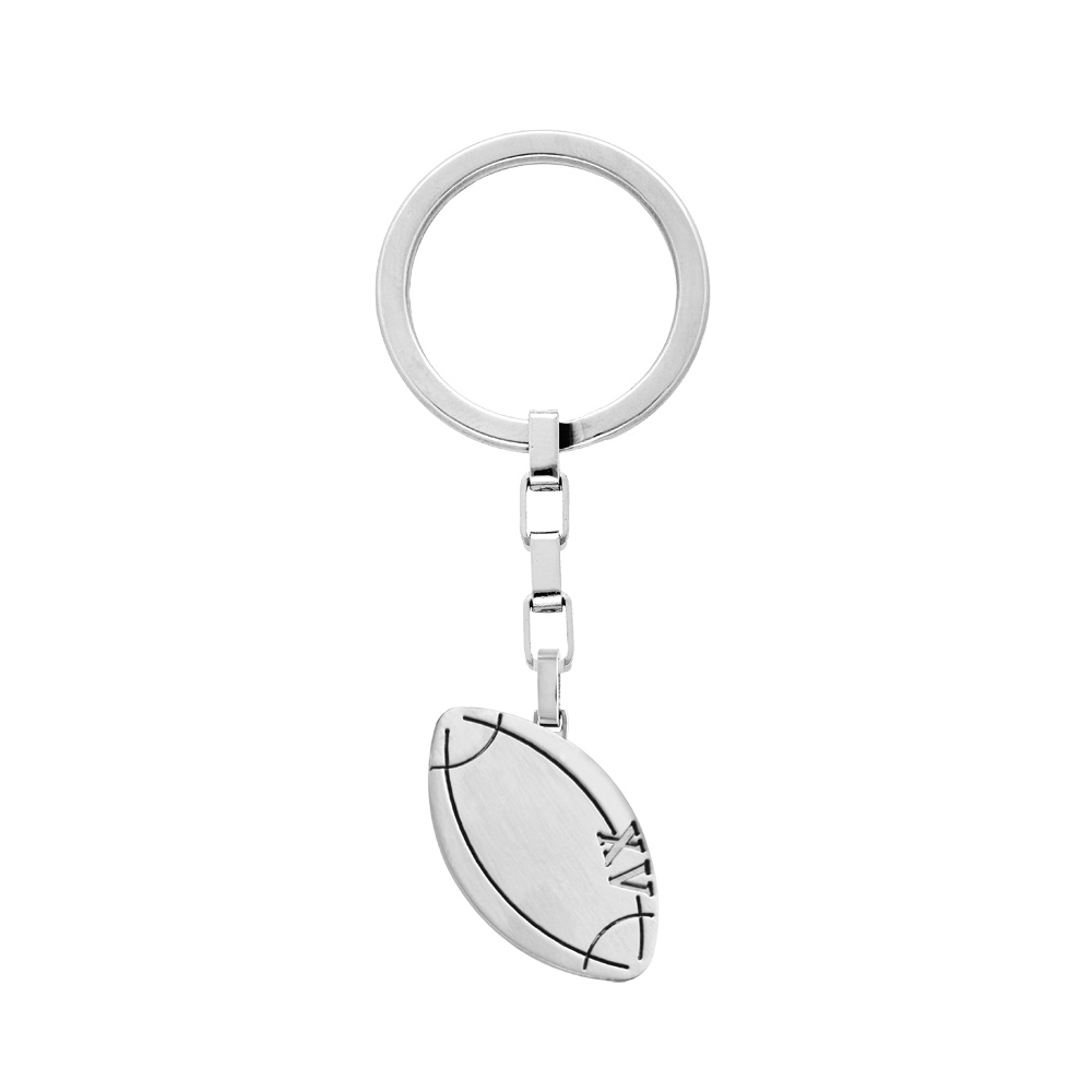 Porte clef en acier ballon de rugby XV possibilit� pr�nom � graver - Vue 1