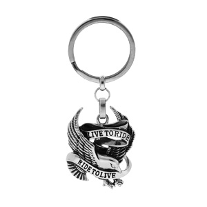 Porte clef en acier patin aigle biker - Vue 1