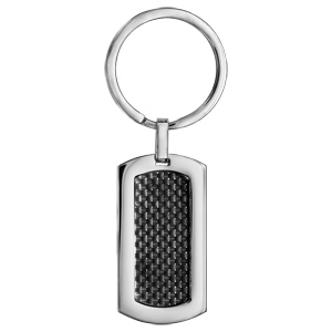 Porte clef en acier satiné avec plaque rectangulaire à graver 24x18mm