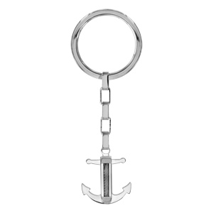 Porte-clef en acier ancre de marine avec cble gris - Vue 1