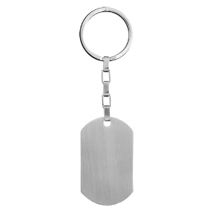 Porte-clef en acier avec plaque G.I. arrondie  graver - Vue 1