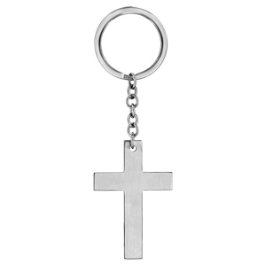 Porte-clef en acier croix lisse - Vue 1