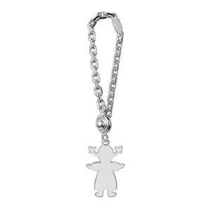 Porte-clef en argent avec petite fille à graver - Vue 1