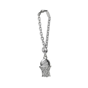 Porte-clef en argent panier de basket - Vue 1