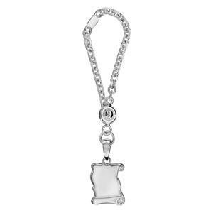 Porte-clef en argent parchemin  graver - moyen modle - Vue 1