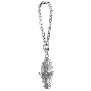Porte-clef en argent rhodié tête de sanglier - Vue 1