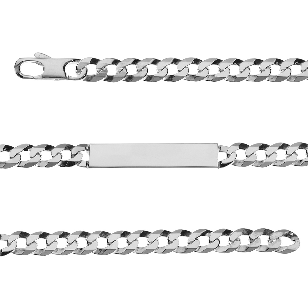 Gourmette en argent maille Hawaï largeur 6mm et longueur 18cm