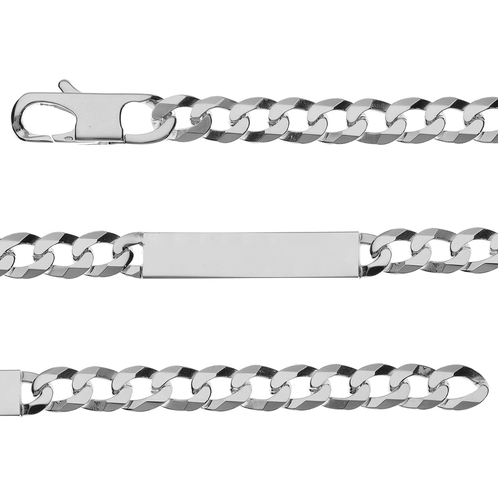 Gourmette en argent maille Hawaï largeur 8mm et longueur 21cm