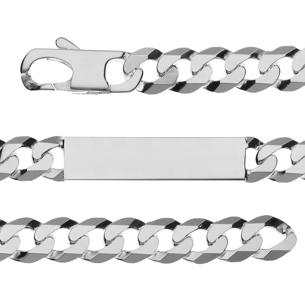 Gourmette en argent maille Hawaï largeur 10mm et longueur 21cm