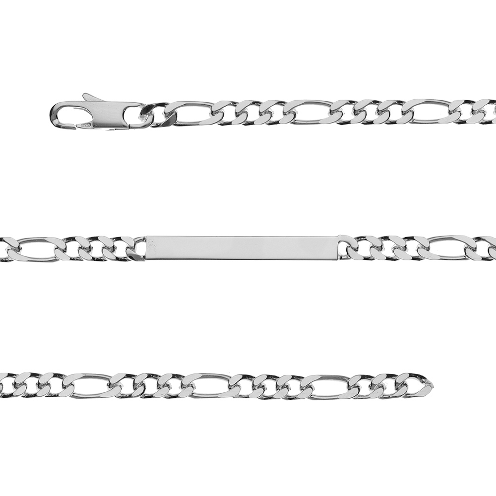 Gourmette en argent maille figaro 1+3 largeur 4mm et longueur 18cm