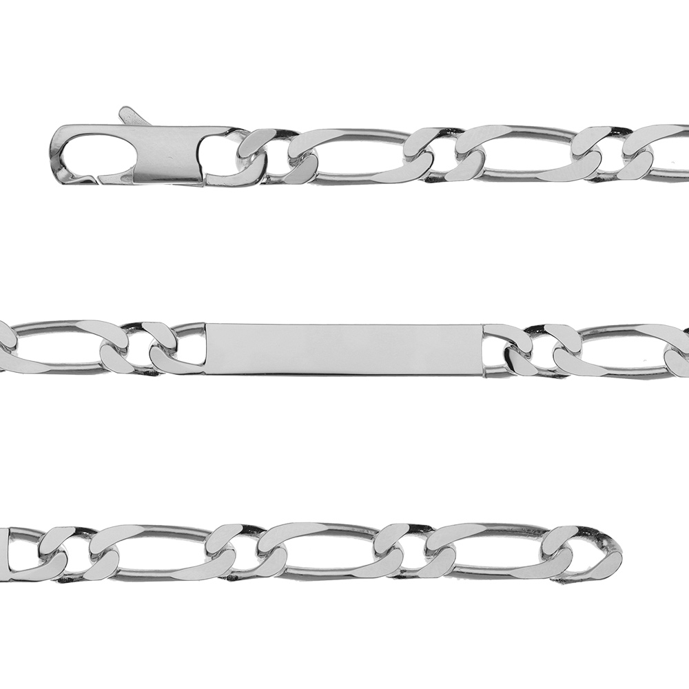 Gourmette prestige en argent rhodié maille 1+1 largeur 6mm longueur 18cm