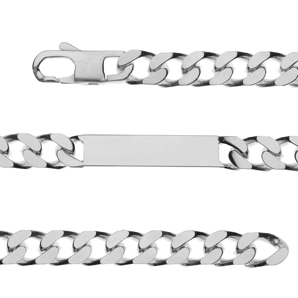 Gourmette en argent maille serrée largeur 9mm et longueur 21cm Gourmette en argent maille serrée largeur 9mm et longueur 21cm
