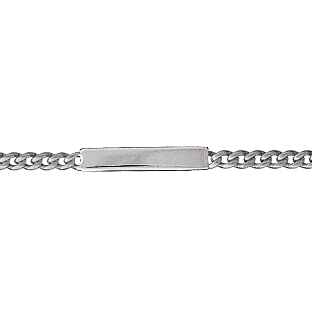 Gourmette pour enfant en argent rhodié maille serrée largeur 3mm et longueur 14cm + 2cm de rallonge