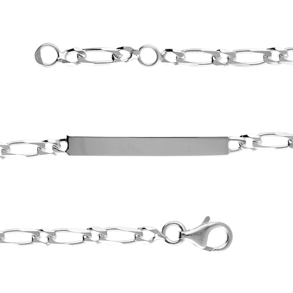 Gourmette pour enfant en argent maille figaro 1+1 largeur 3mm et longueur 14cm + 2cm de rallonge