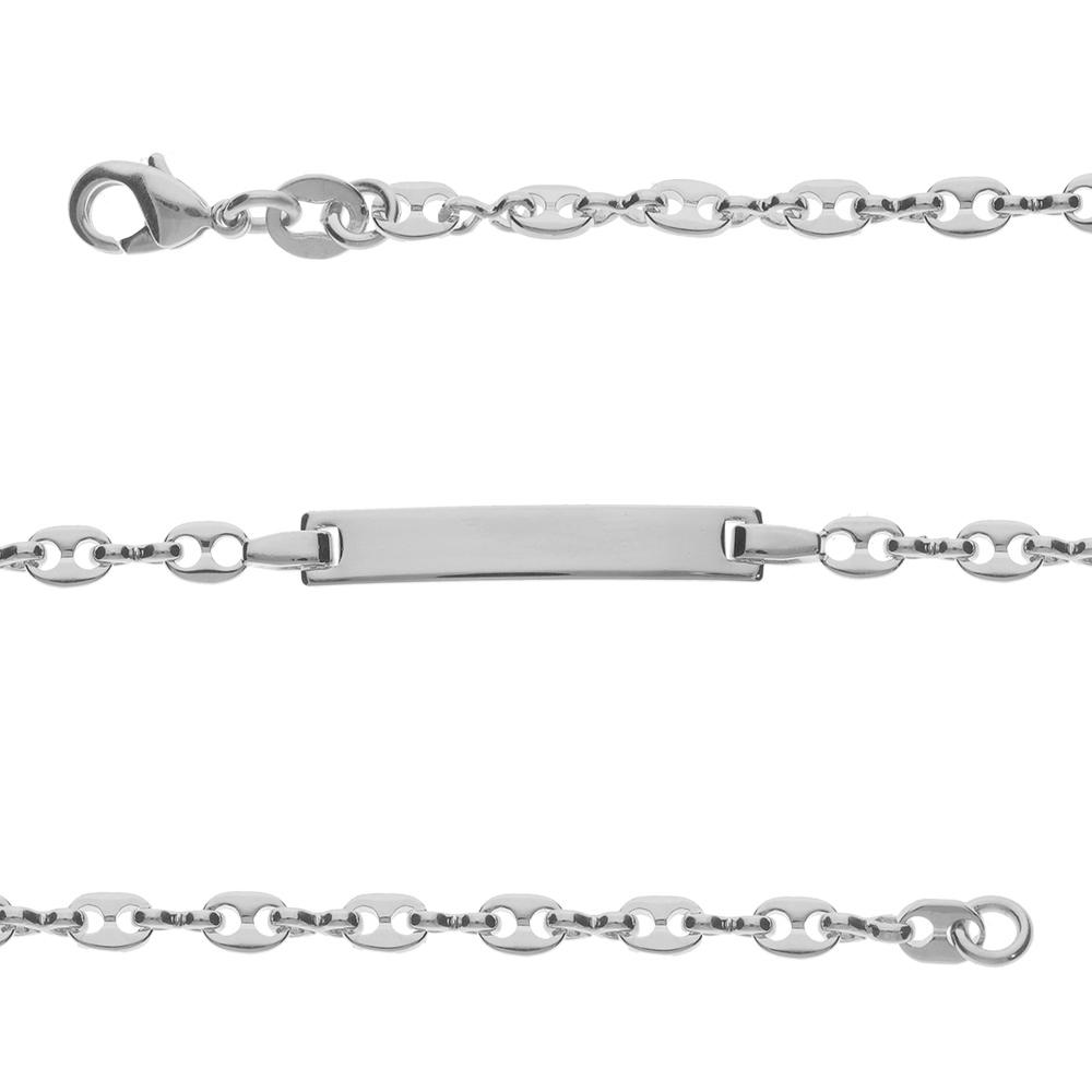 Gourmette pour bébé en argent maille grains de café longueur 12cm + 2cm de rallonge