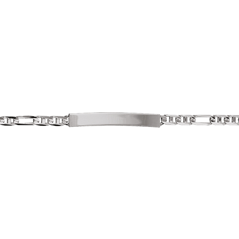 Gourmette pour bébé en argent rhodié maille marine 1+3 longueur 12,5cm + 1,5cm de rallonge