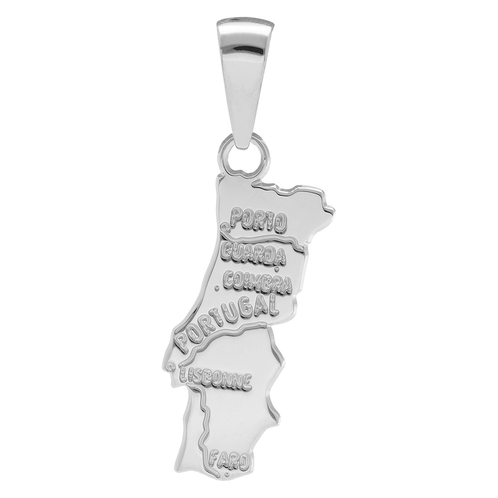 Pendentif en argent carte du Portugal petit modèle