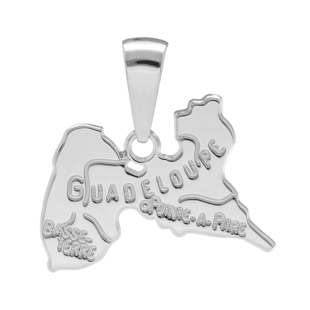 Pendentif en argent carte de Guadeloupe Pendentif en argent carte de Guadeloupe