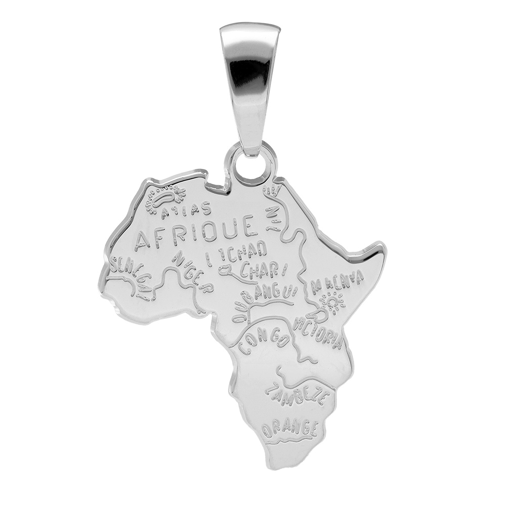 Pendentif en argent carte d'Afrique petit modèle