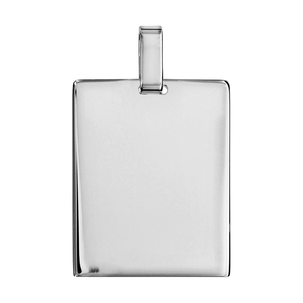 Pendentif en argent plaque G.I. rectangulaire à graver - dimensions 29mm X 23mm - plaque prestige