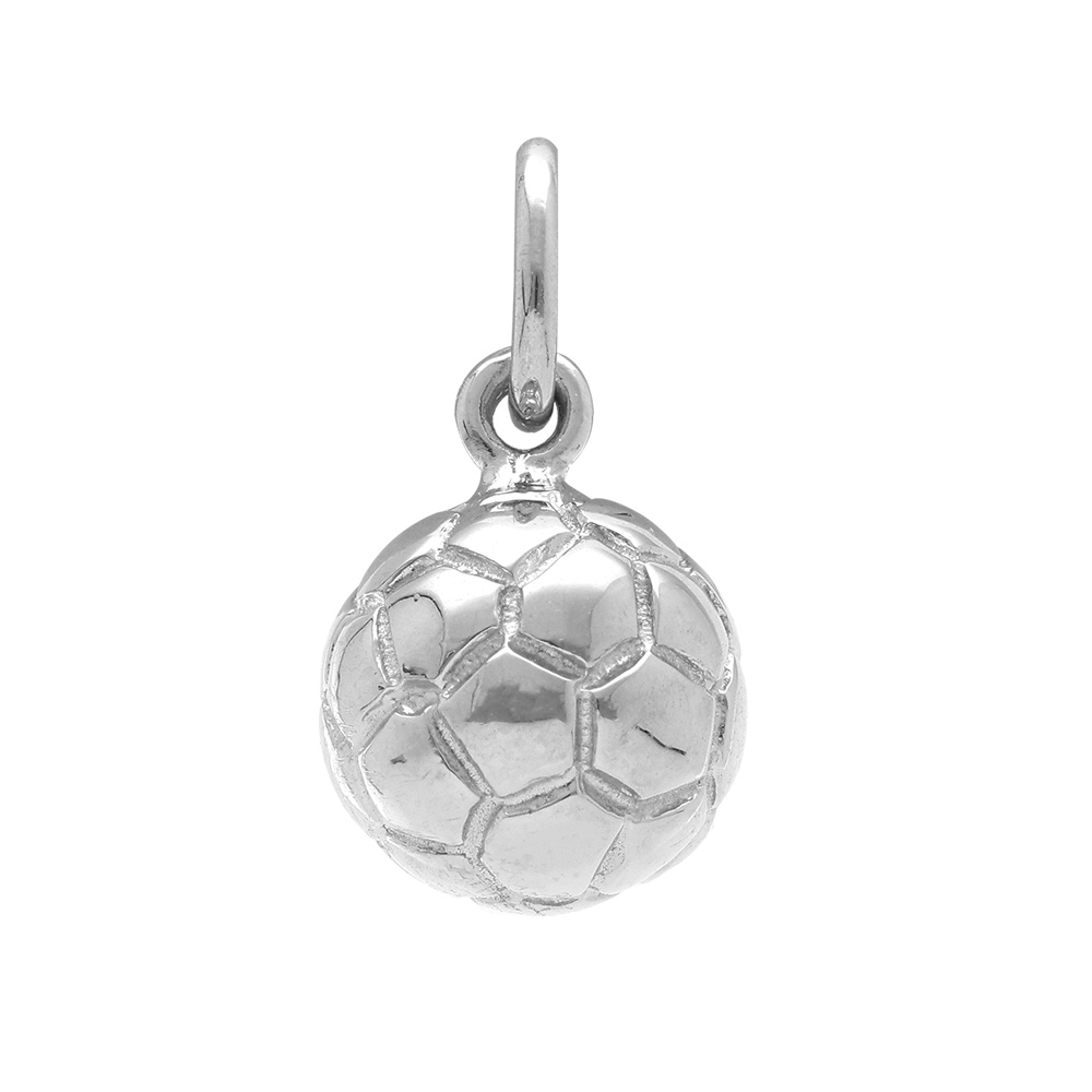 Pendentif en argent rhodié ballon de foot 9mm