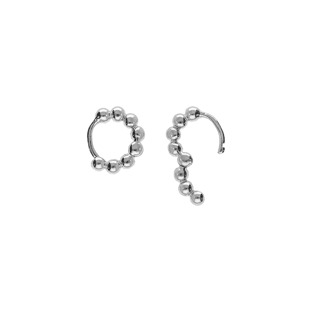 Boucles d'oreille créoles de 10mm de diamètre en argent rhodié avec boules