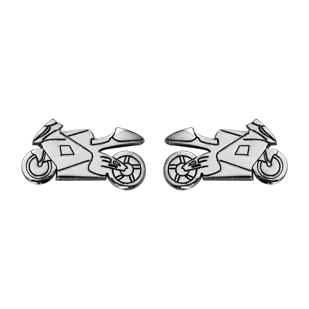 Boucles d'oreilles en argent rhodié moto de route et fermoir poussette