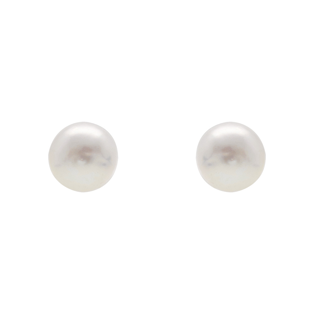 Boucles d'oreilles en argent rhodié perle de culture d'eau douce 4,5mm et fermoir poussette