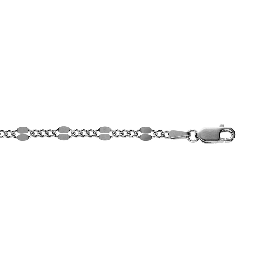 Bracelet en argent chaîne maille serrée avec maillons fantaisie