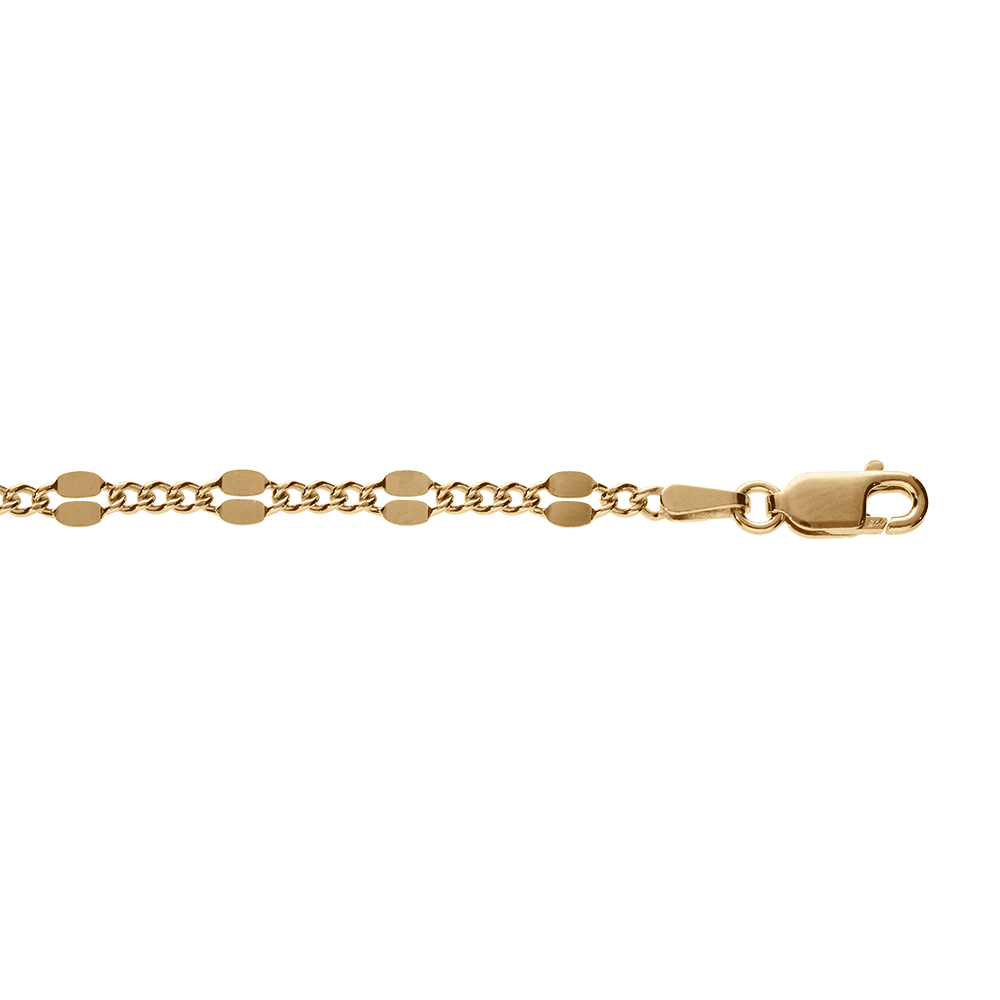 Bracelet en argent doré maille fantaisi et maille style gourmette - 18cm
