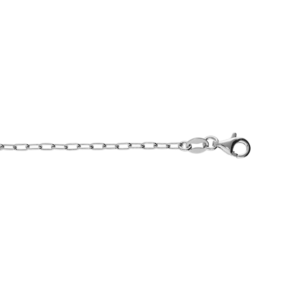 Bracelet en argent rhodié chaîne maille rectangulaire longueur 16+3cm