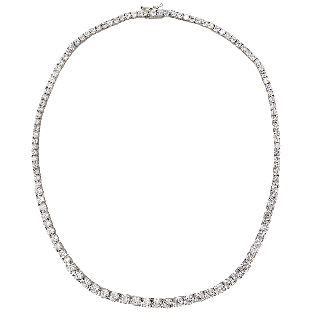Collier en argent rhodié riviere articulee ornée d'oxydes blancs sertis en chute longueur 42cm