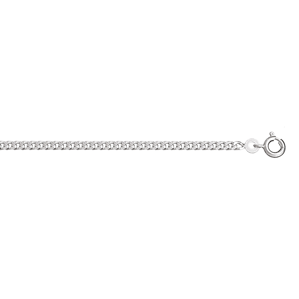 Chaîne en argent rhodié maille serrée largeur 2,5mm et longueur 50cm