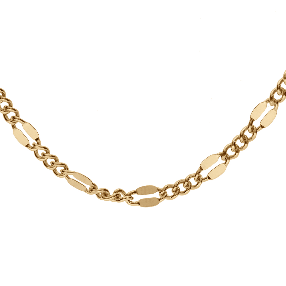 Collier en argent doré maille fantaisie maille style gourmette - 42cm