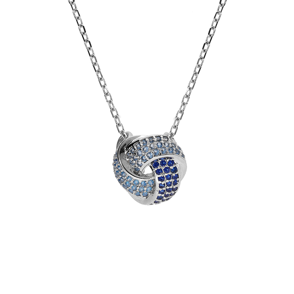 Collier en argent rhodié pendentif 3 rubans dégradé oxydes bleu