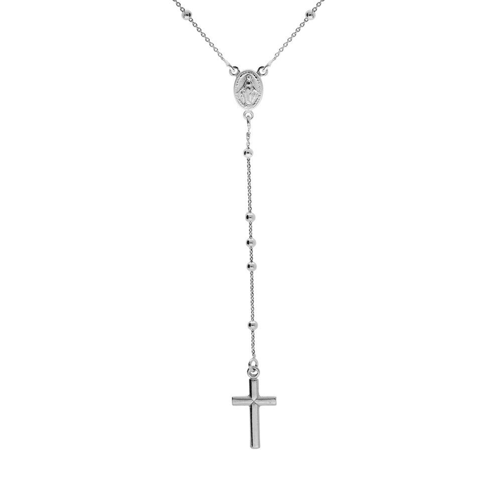 Collier en argent rhodié chapelet 47cm Collier en argent rhodié chapelet 47cm