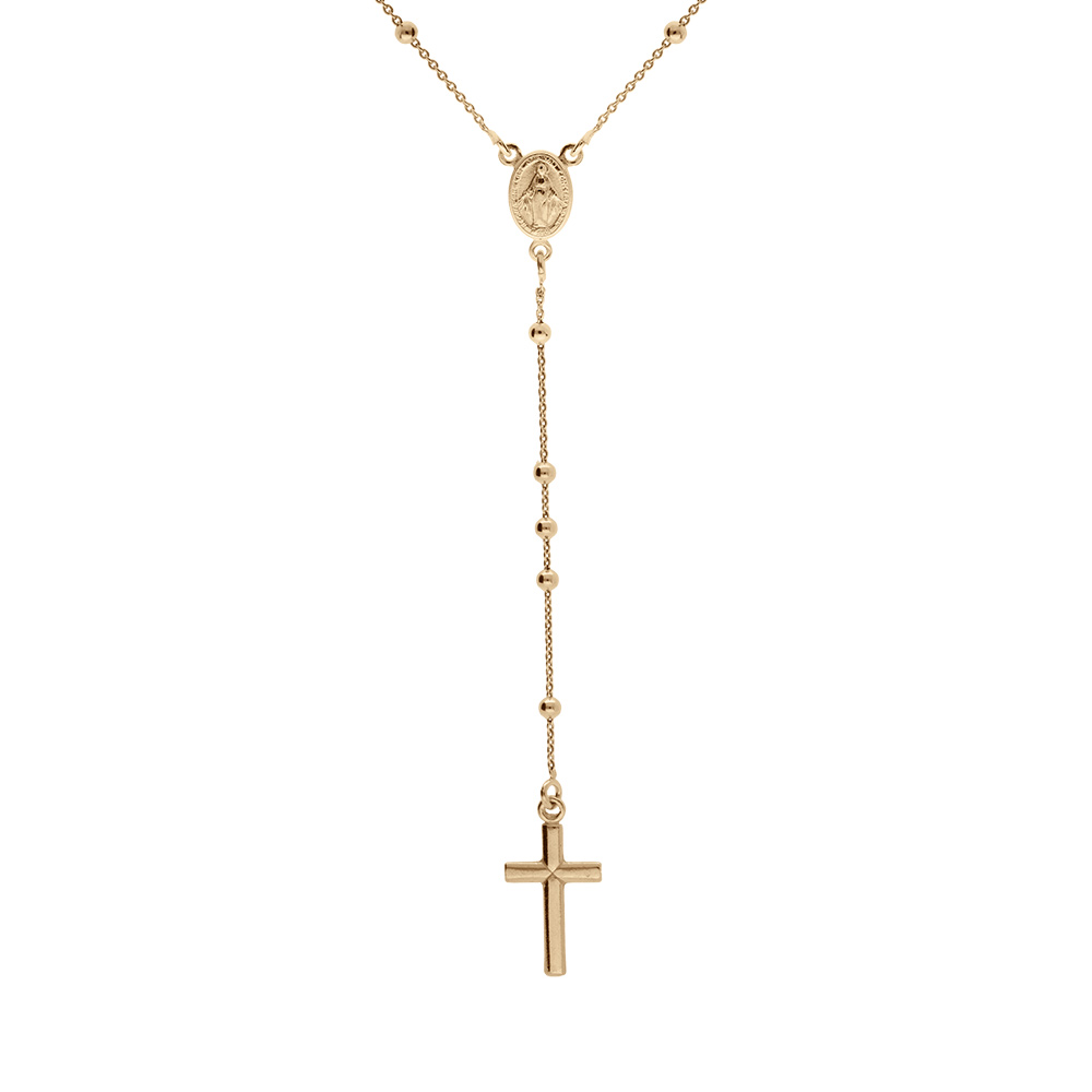 Collier en argent dorure jaune chapelet 47cm Collier en argent dorure jaune chapelet 47cm