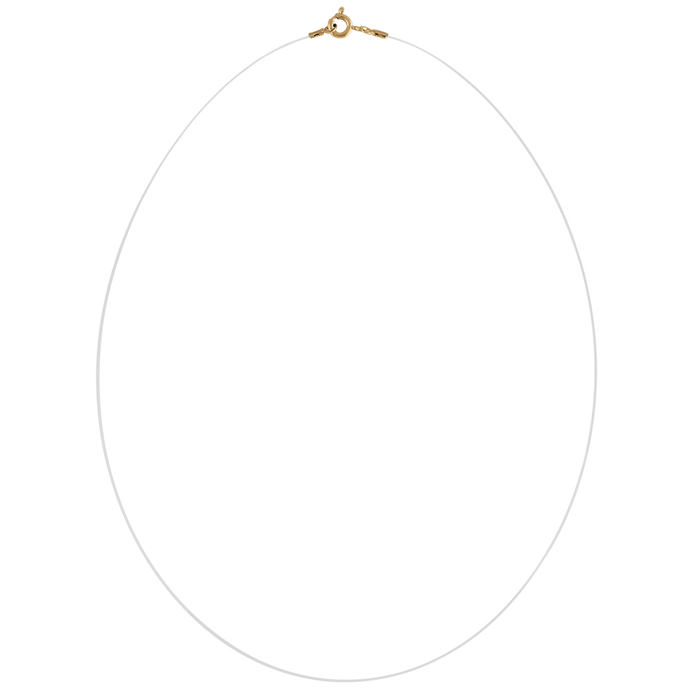 Collier fil nylon fermoir argent doré - 39cm
