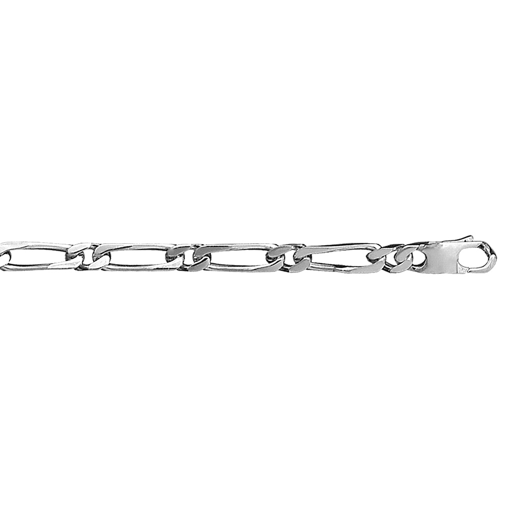 Bracelet en argent chaîne maille figaro 1+1 largeur 5mm et longueur 21cm
