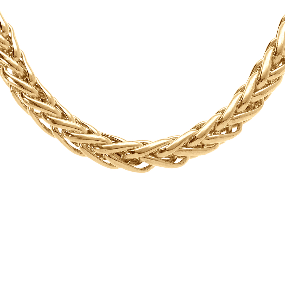 Collier en argent et dorure jaune maille palmier en chute 46cm