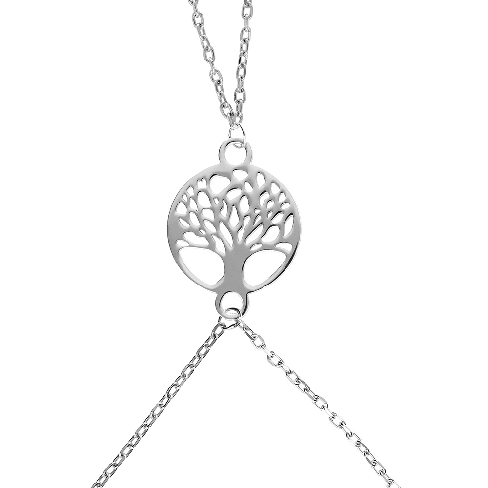 Parure de main en argent rhodié avec pastille arbre de vie