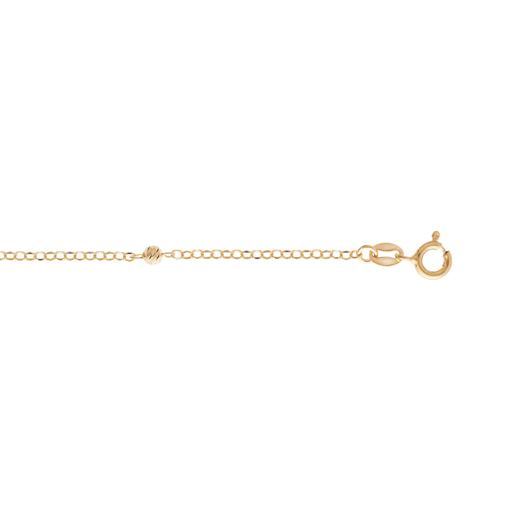Chaîne de cheville en argent et dorure jaune avec boules diamantées 22,5+2,5m
