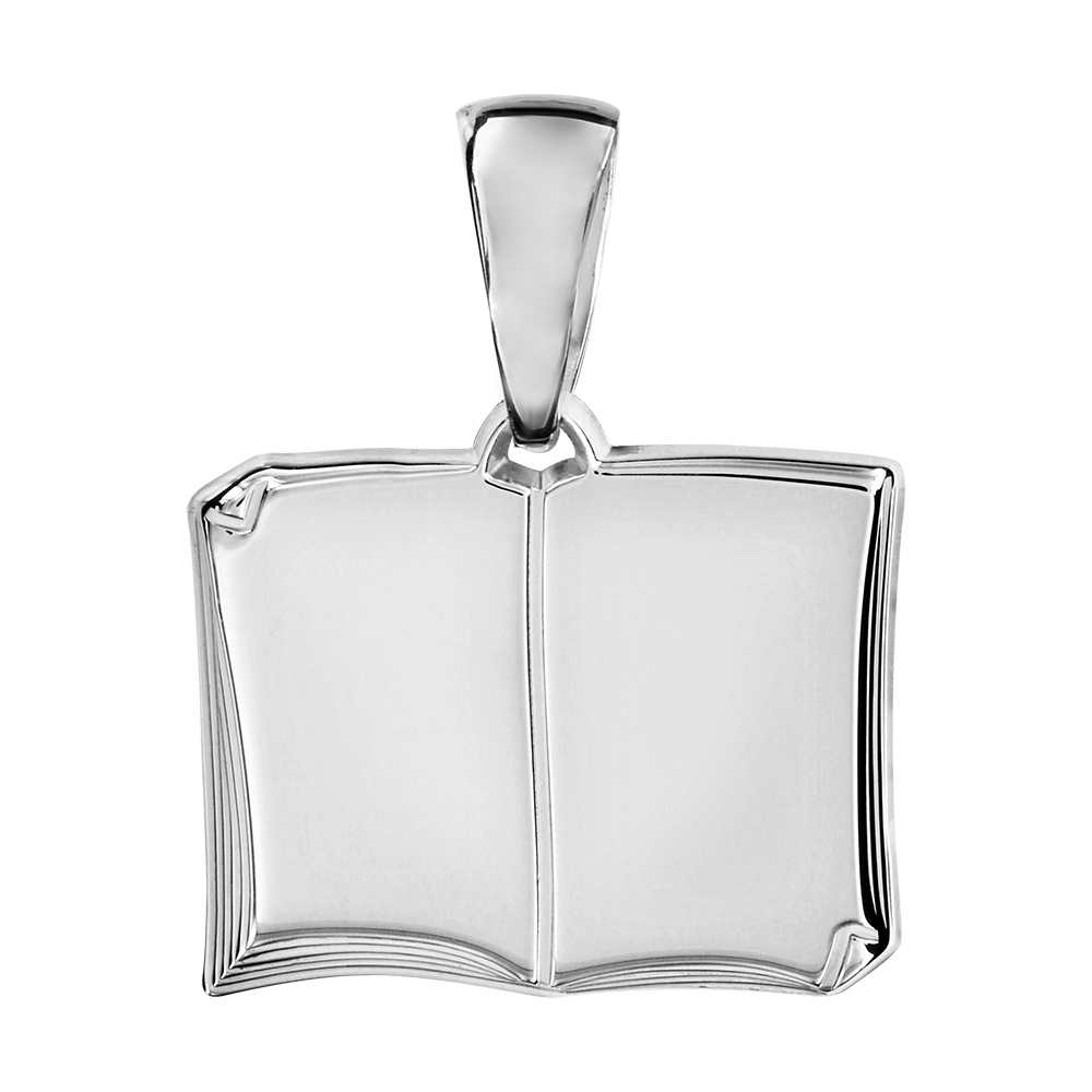 Pendentif en argent livre ouvert à graver petit modèle - plaque prestige